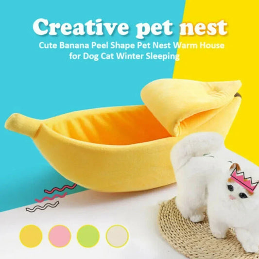 Banana Cat Bed House Funny Cute Cozy Cat Mat Beds Warm Durable Portable Pet Basket Kennel Dog Cushion Cat Supplies Multicolor